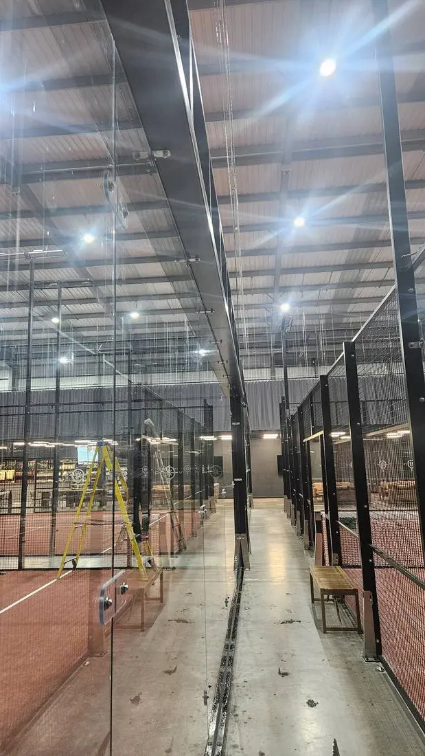 Padel court glass cleaning — sports facility specialist clean